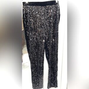 Sequins and Panne Tapered Ankle Pant